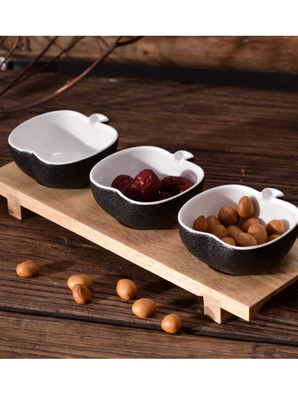 Narin - Porcelain Dish - Black with 3 Pcs