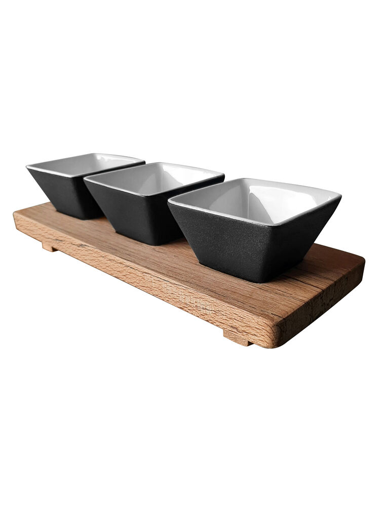  - Porcelain Dish - Black with 3 Pcs